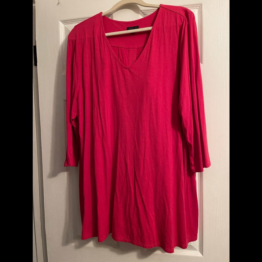 J Jill Wearever RED Button-back TOP EUC  XL